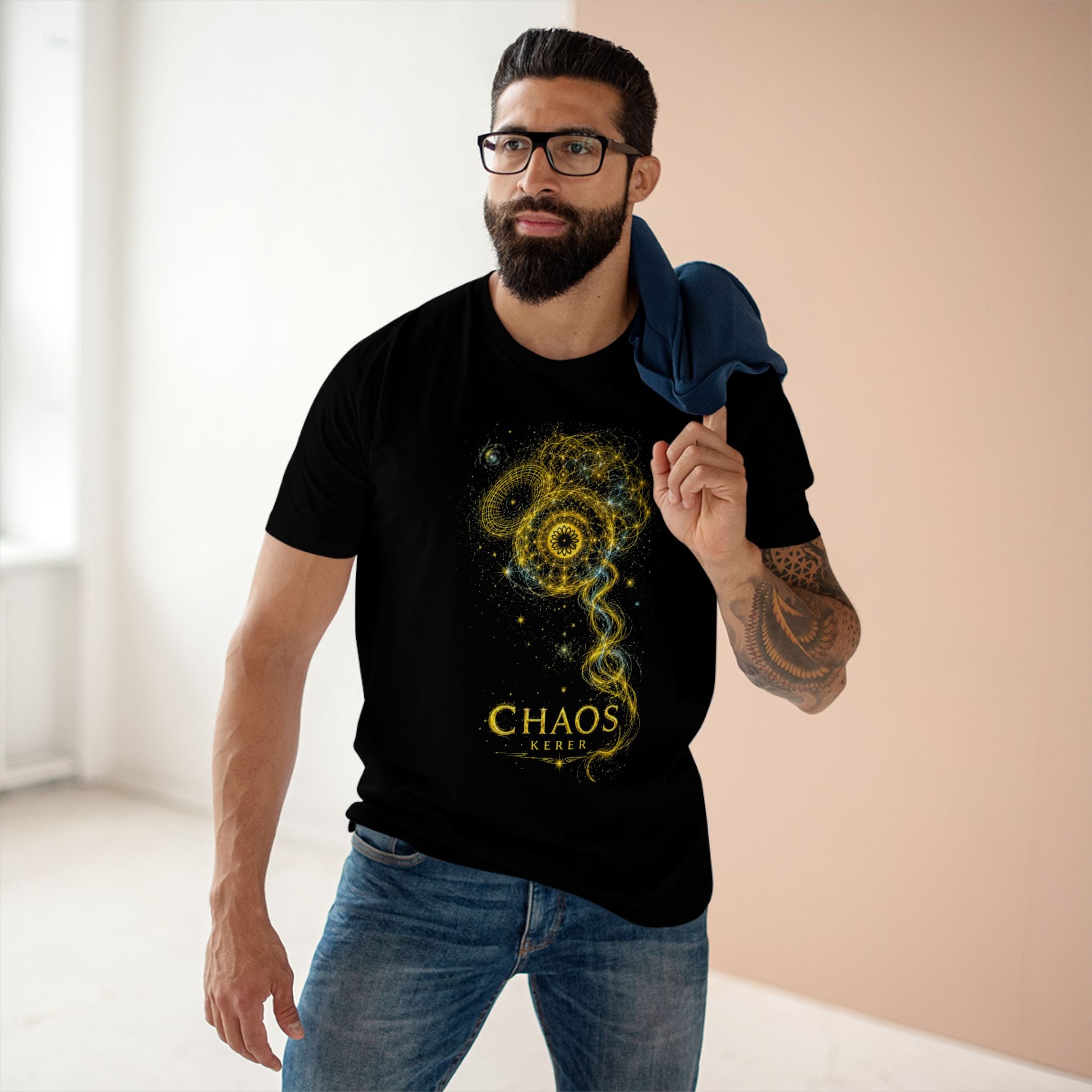 Chaos Mandala T‑Shirt — Golden Fractal Art Tee