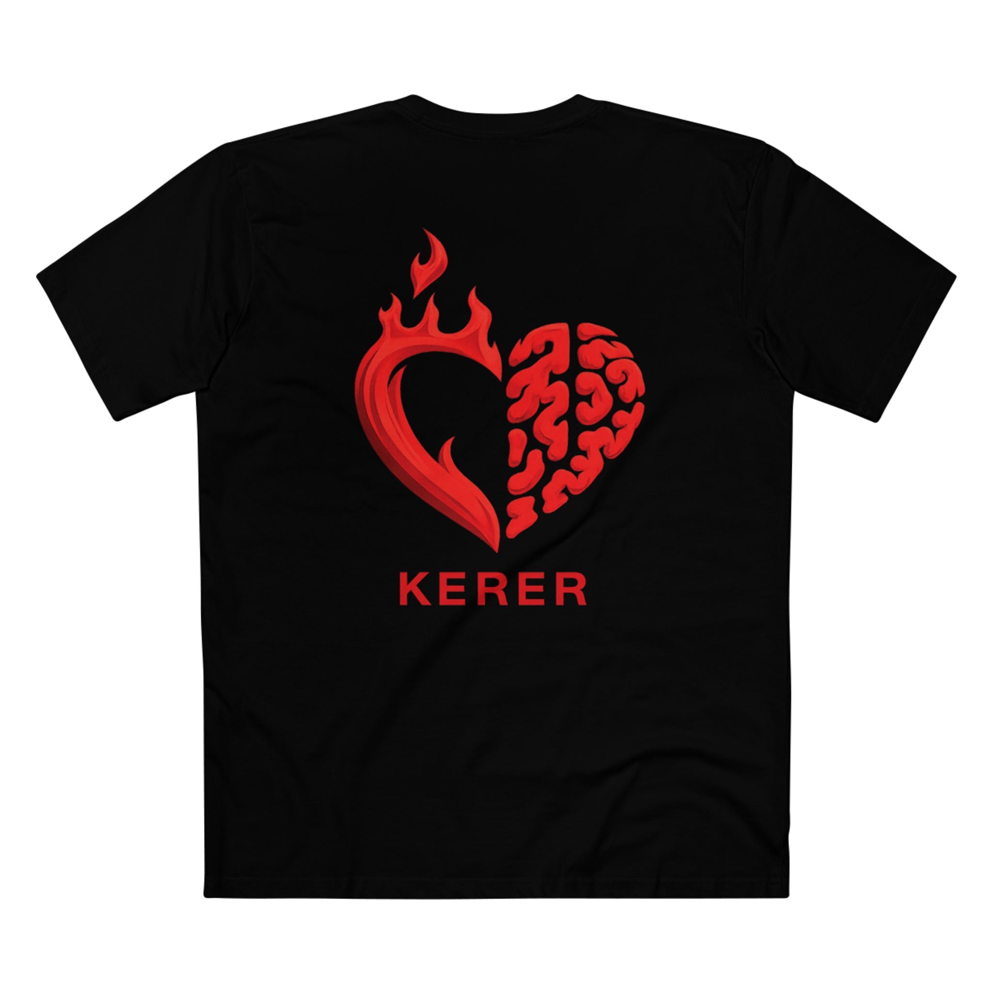 Heart & Brain Graphic Tee — 'KERER' Red Flame Heart Design
