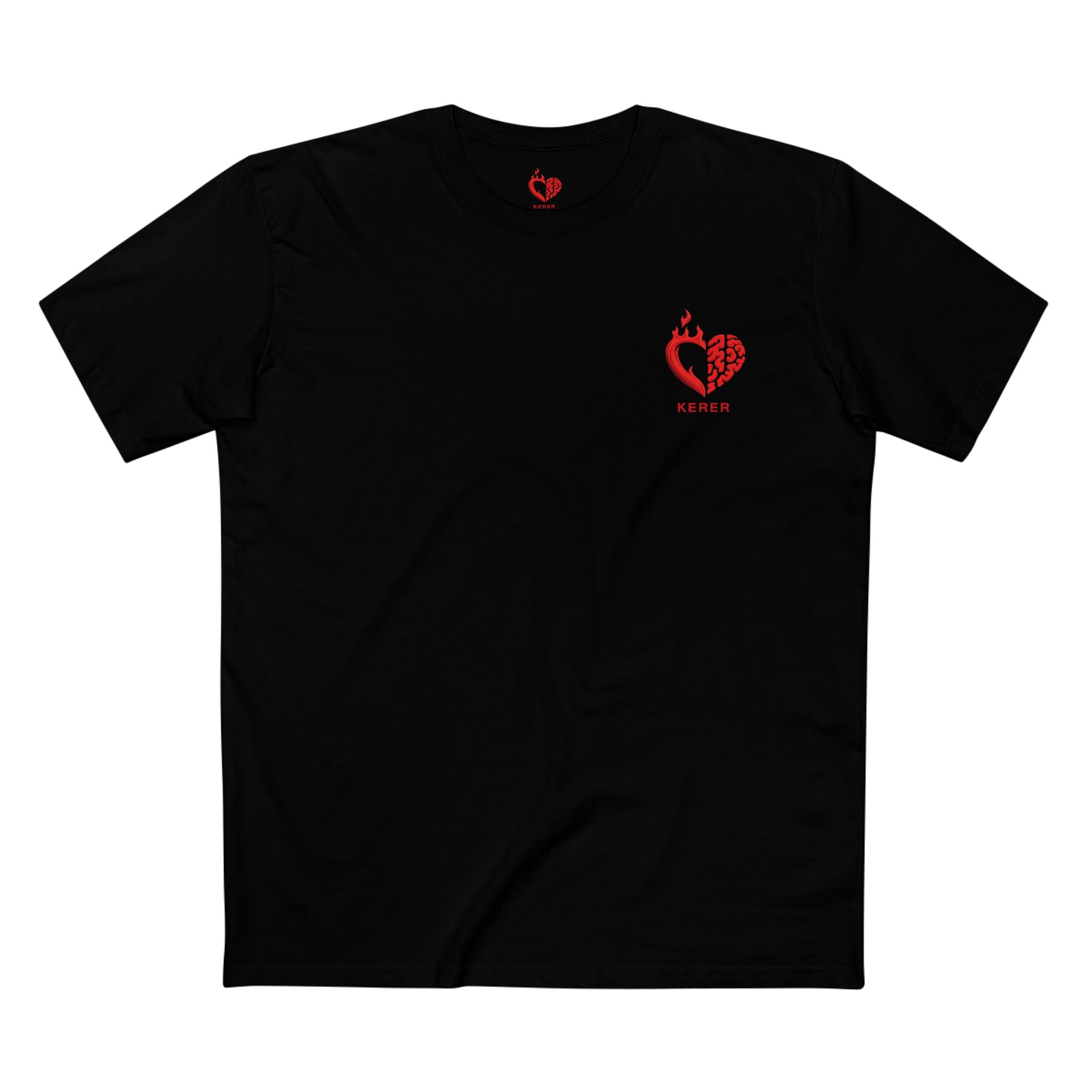 Heart & Brain Graphic Tee — 'KERER' Red Flame Heart Design