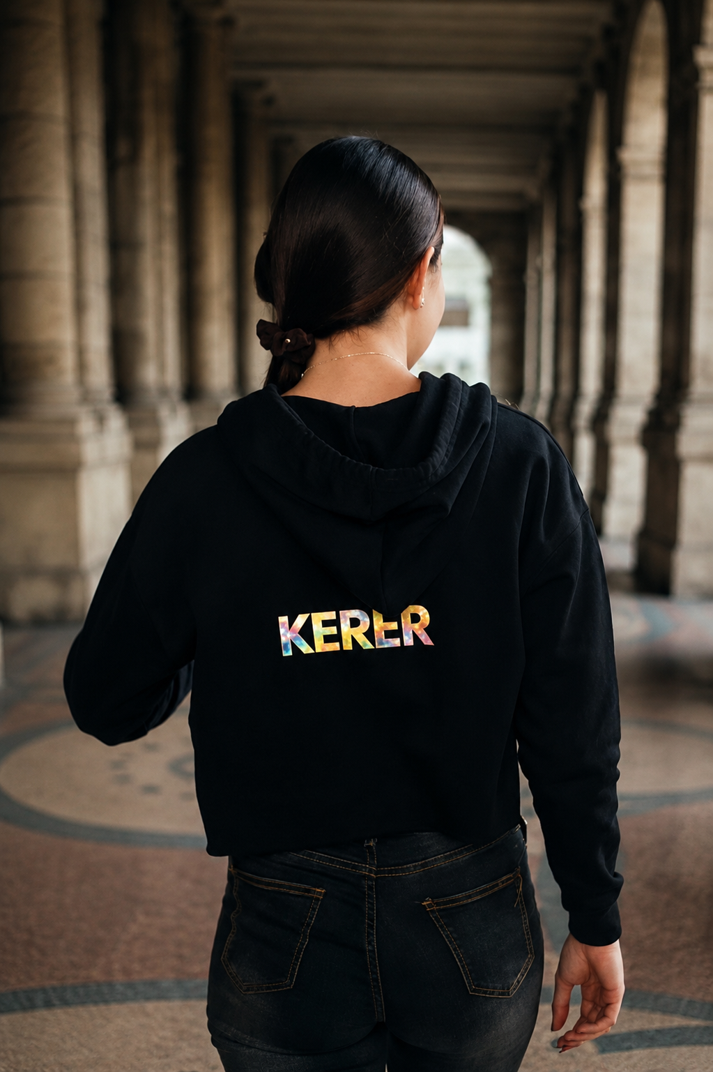 Crop Hoodie — Colorful Galaxy Leaf 'KERER' Cropped Hoodie