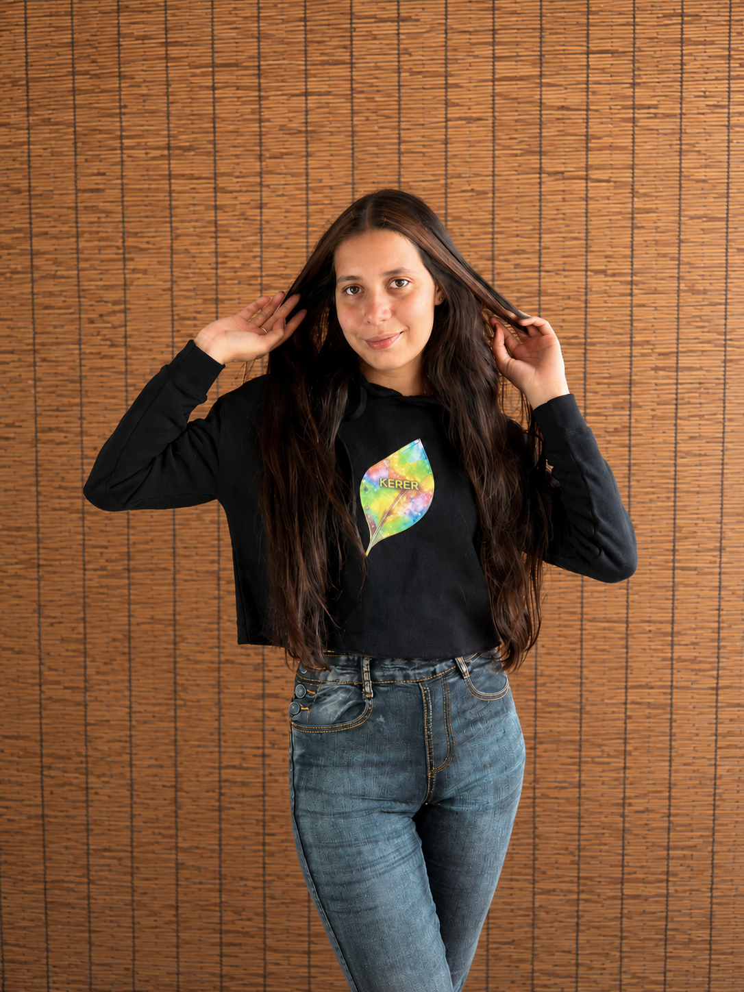 Crop Hoodie — Colorful Galaxy Leaf 'KERER' Cropped Hoodie